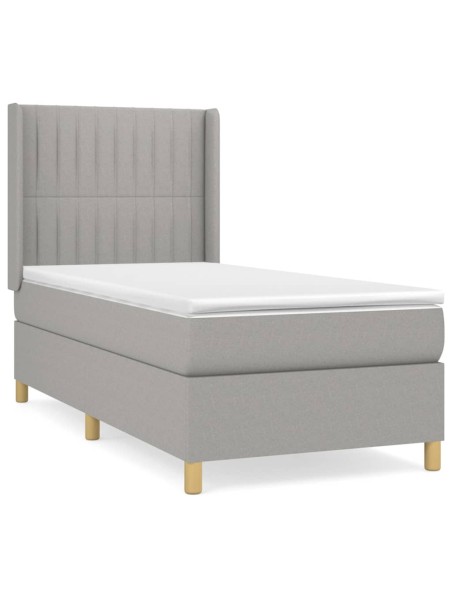 Boxspringbett mit Matratze Hellgrau 90x190 cm Stoff