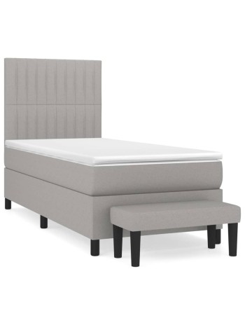 Boxspringbett mit Matratze Hellgrau 90x190 cm Stoff