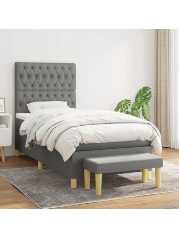 Boxspringbett mit Matratze Dunkelgrau 90x190 cm Stoff