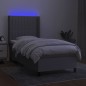 Boxspringbett mit Matratze & LED Hellgrau 90x190 cm Stoff