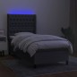 Boxspringbett mit Matratze & LED Dunkelgrau 90x190 cm Stoff