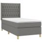 Boxspringbett mit Matratze & LED Dunkelgrau 90x200 cm Stoff