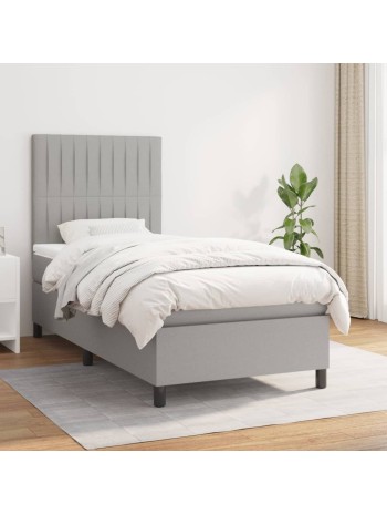 Boxspringbett mit Matratze Hellgrau 90x190 cm Stoff