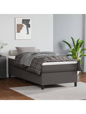 Boxspringbett Grau 80x200 cm Kunstleder