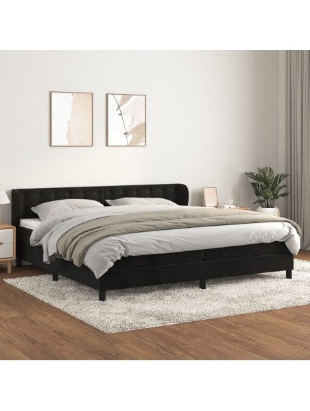 Boxspringbett mit Matratze Schwarz 200x200 cm Samt