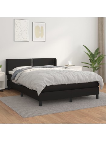 Boxspringbett mit Matratze Schwarz 140x190 cm Kunstleder