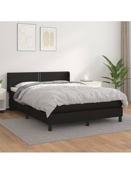 Boxspringbett mit Matratze Schwarz 140x190 cm Kunstleder