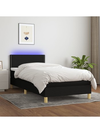 Boxspringbett mit Matratze & LED Schwarz 90x200 cm Stoff