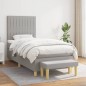 Boxspringbett mit Matratze Hellgrau 90x190 cm Stoff