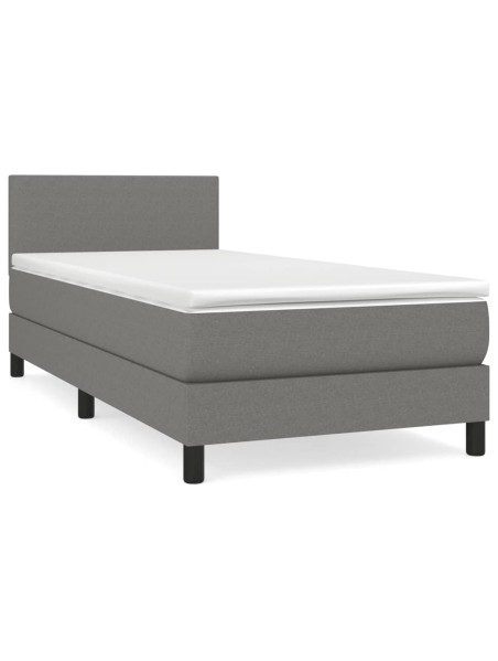 Boxspringbett mit Matratze Dunkelgrau 80x200 cm Stoff