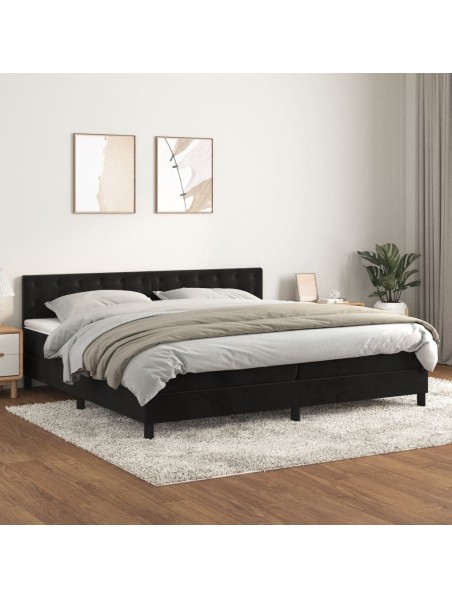 Boxspringbett mit Matratze Schwarz 200x200 cm Samt