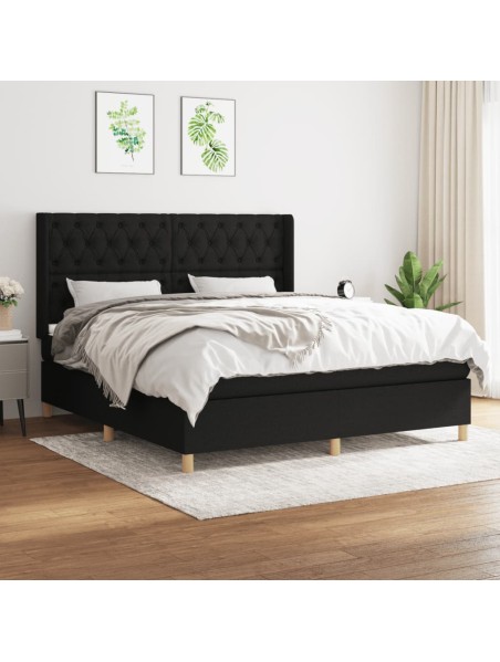 Boxspringbett mit Matratze Schwarz 160x200 cm Stoff