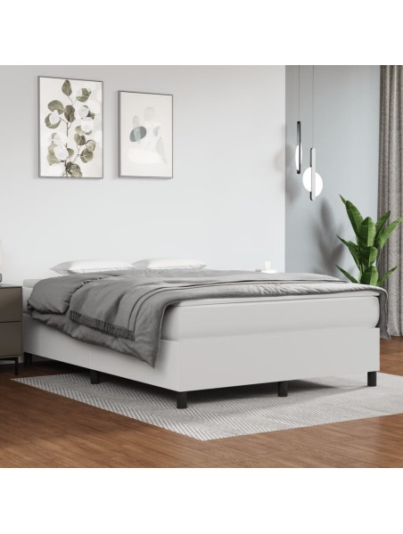 Boxspringbett mit Matratze Weiß 140x190 cm Kunstleder