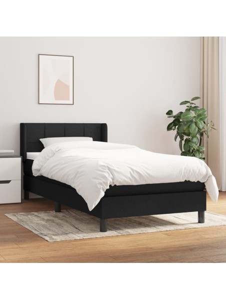 Boxspringbett mit Matratze Schwarz 100x200 cm Stoff