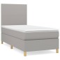 Boxspringbett mit Matratze Hellgrau 100x200 cm Stoff