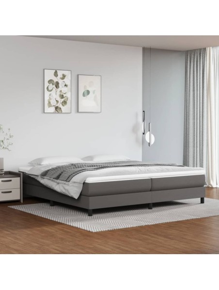 Boxspringbett mit Matratze Grau 200x200 cm Kunstleder