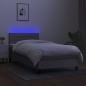 Boxspringbett mit Matratze & LED Hellgrau 90x190 cm Stoff