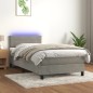 Boxspringbett mit Matratze & LED Hellgrau 90x190 cm Samt