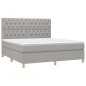 Boxspringbett mit Matratze & LED Hellgrau 160x200 cm Stoff