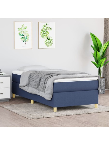 Boxspringbett mit Matratze Blau 90x200 cm Stoff