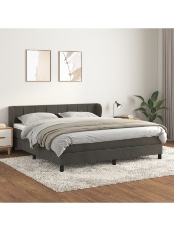 Boxspringbett mit Matratze Dunkelgrau 180x200 cm Samt