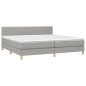 Boxspringbett mit Matratze & LED Hellgrau 200x200 cm Stoff