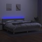 Boxspringbett mit Matratze & LED Hellgrau 200x200 cm Stoff