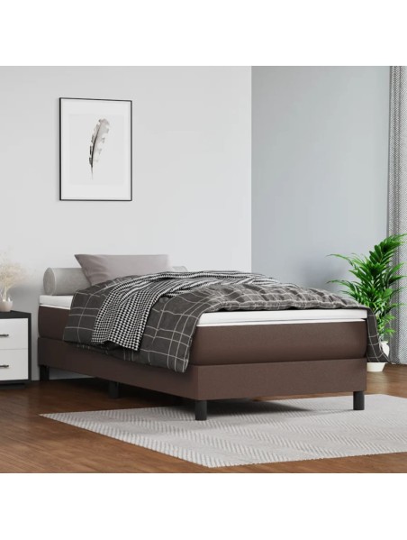 Boxspringbett Braun 80x200 cm Kunstleder