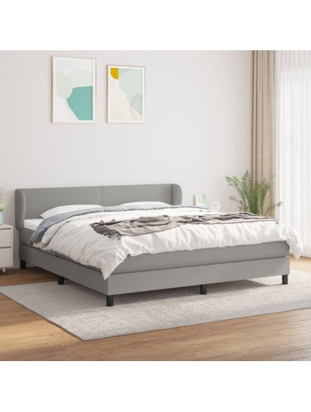 Boxspringbett mit Matratze Hellgrau 160x200 cm Stoff