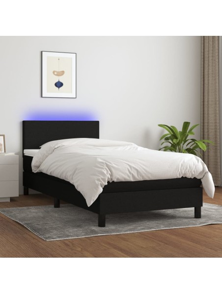 Boxspringbett mit Matratze & LED Schwarz 80x200 cm Stoff