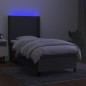 Boxspringbett mit Matratze & LED Dunkelgrau 90x200 cm Stoff