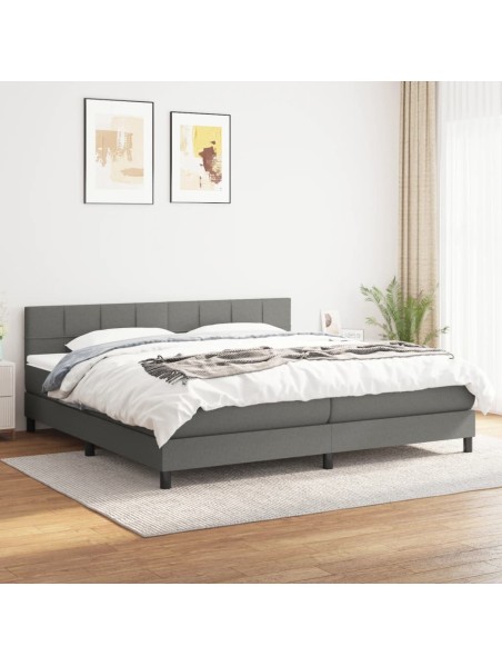 Boxspringbett mit Matratze Dunkelgrau 160x200 cm Stoff