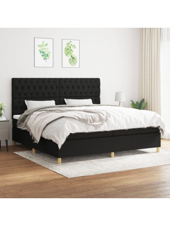 Boxspringbett mit Matratze Schwarz 200x200 cm Stoff