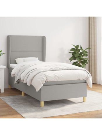 Boxspringbett mit Matratze Hellgrau 100x200 cm Stoff