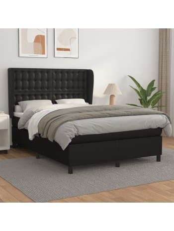 Boxspringbett mit Matratze Schwarz 140x200 cm Kunstleder