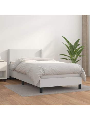 Boxspringbett mit Matratze Weiß 90x200 cm Kunstleder