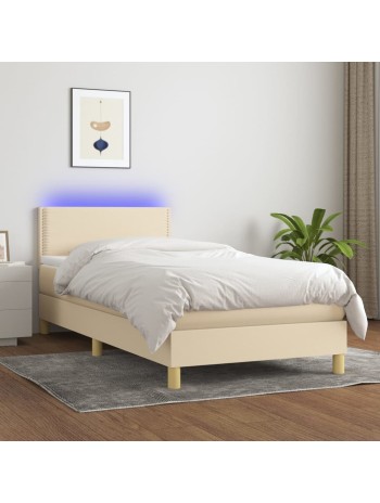 Boxspringbett mit Matratze & LED Creme 100x200 cm Stoff