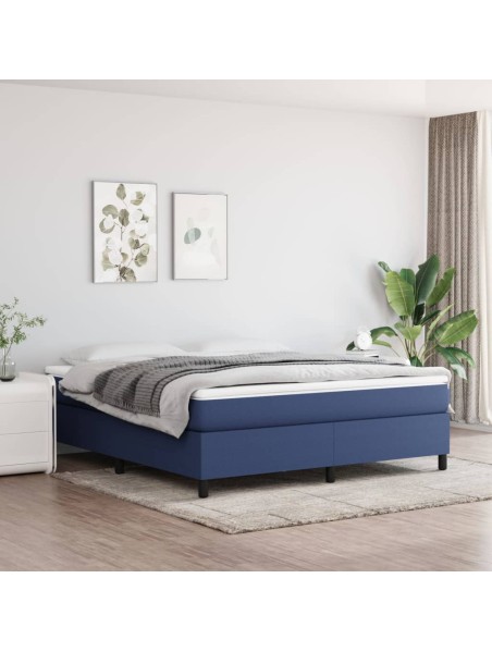 Boxspringbett mit Matratze Blau 160x200 cm Stoff