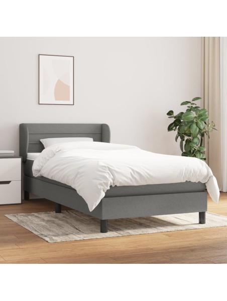 Boxspringbett mit Matratze Dunkelgrau 90x190 cm Stoff