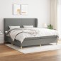 Boxspringbett mit Matratze Dunkelgrau 200x200 cm Stoff