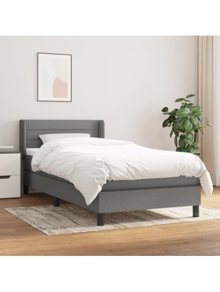 Boxspringbett mit Matratze Dunkelgrau 90x190 cm Stoff