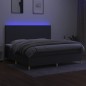 Boxspringbett mit Matratze & LED Dunkelgrau 200x200 cm Stoff