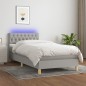 Boxspringbett mit Matratze & LED Hellgrau 90x190 cm Stoff