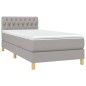 Boxspringbett mit Matratze & LED Hellgrau 90x190 cm Stoff