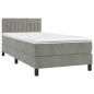 Boxspringbett mit Matratze & LED Hellgrau 100x200 cm Samt