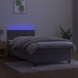 Boxspringbett mit Matratze & LED Hellgrau 100x200 cm Samt