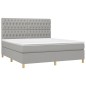 Boxspringbett mit Matratze & LED Hellgrau 180x200 cm Stoff