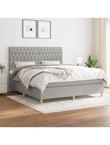 Boxspringbett mit Matratze Hellgrau 180x200 cm Stoff