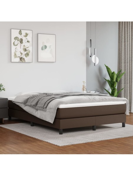 Boxspringbett Braun 140x200 cm Kunstleder