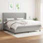 Boxspringbett mit Matratze Hellgrau 200x200 cm Stoff